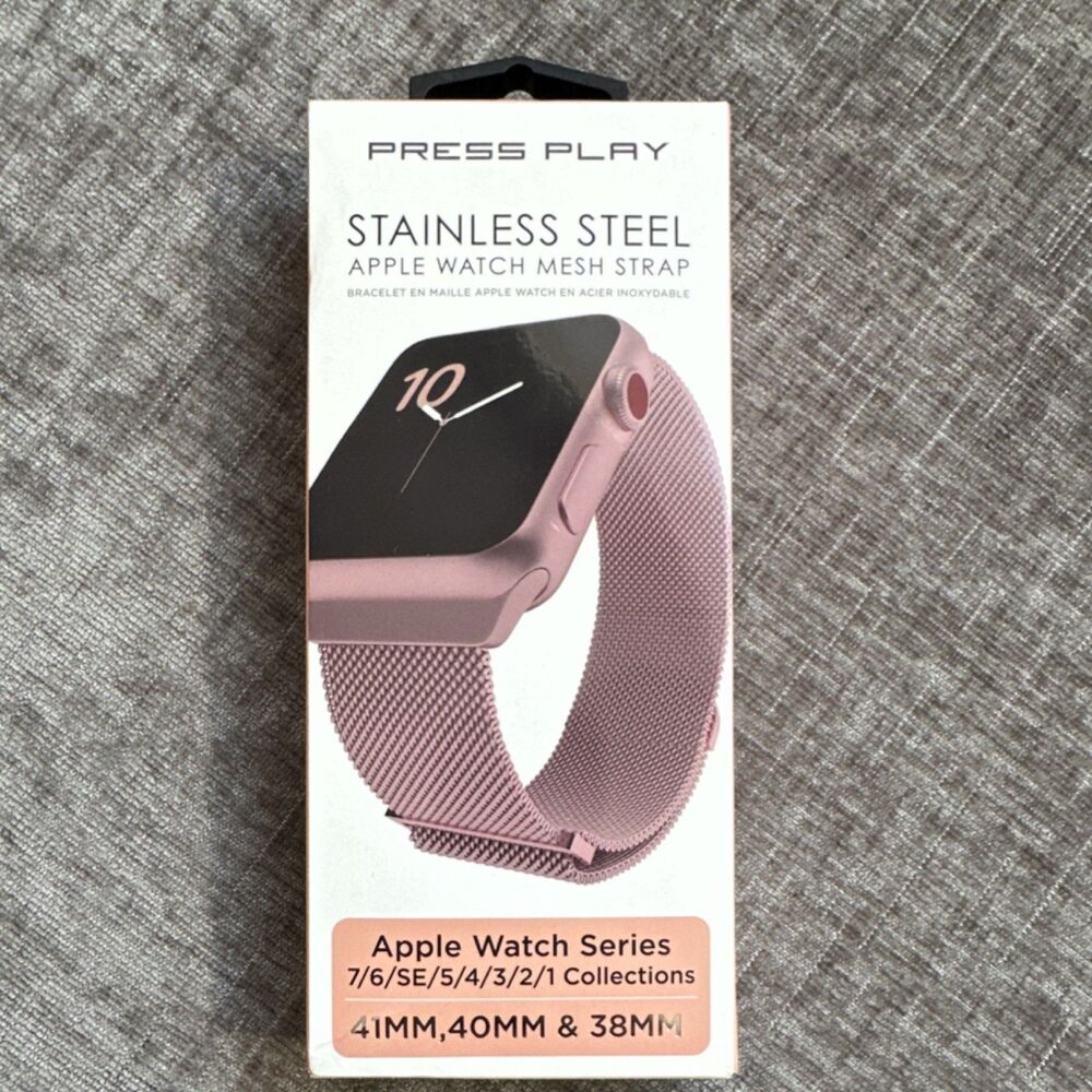 Press Play Stainless Steel Rose Gold Strap for Apple Watch Series 7/6/SE/5/4